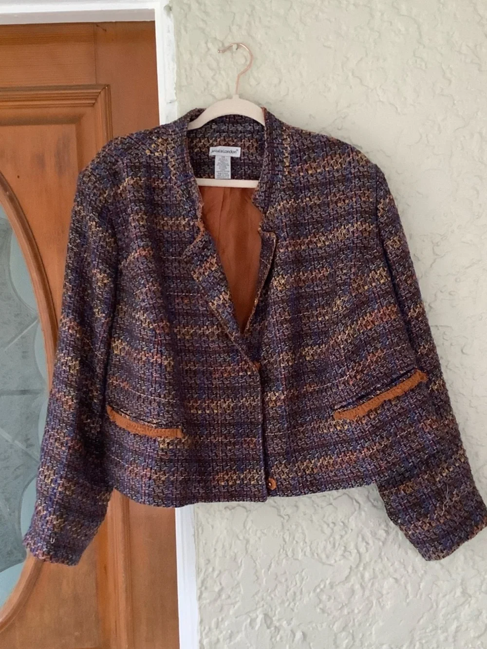 Jessica London Purple and Brown Tweed Bouclé Jacket - Picture 1 of 7